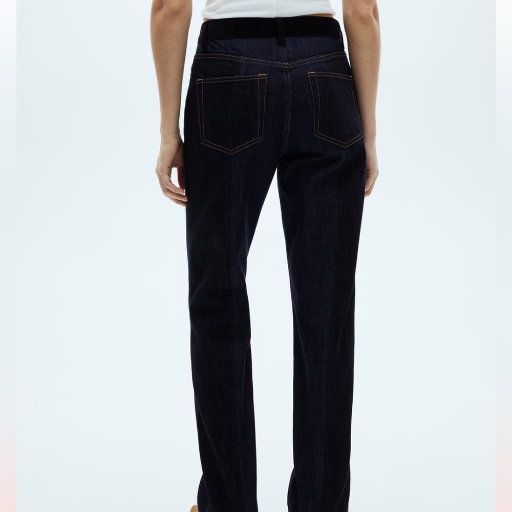 Mango two toned dark blue indigo denim straight leg jeans 100% cotton - Picture 8 of 8